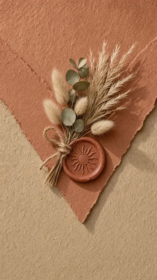 Invitația Boho cu pampas, deschiderea